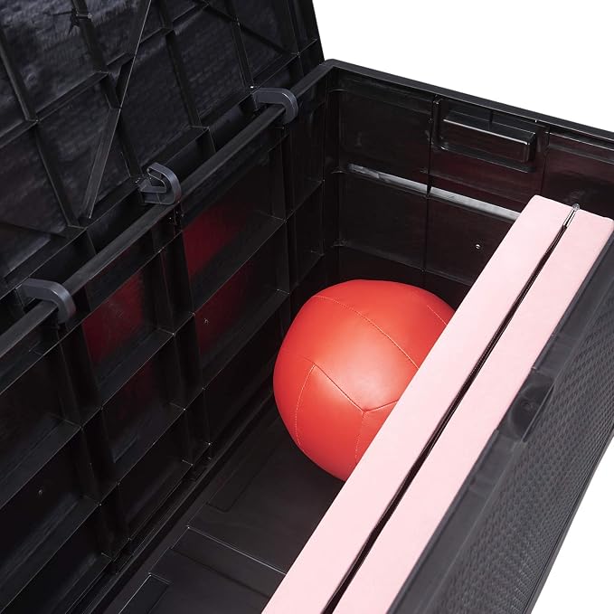 Leisurelife Waterproof Storage Deck Box Outdoor, 120-Gallon, Plastic, Black