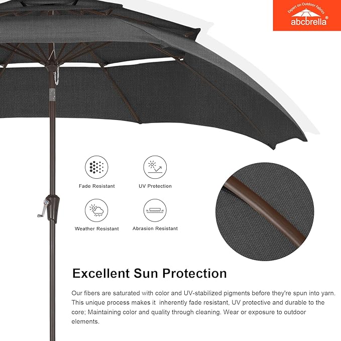 ABCCANOPY 5-Year 10-Year No Fading 9FT 3 Tiers Patio Umbrella, Outdoor Table Umbrella with 8 Sturdy Ribs for Deck, Backyard, Garden, Yard