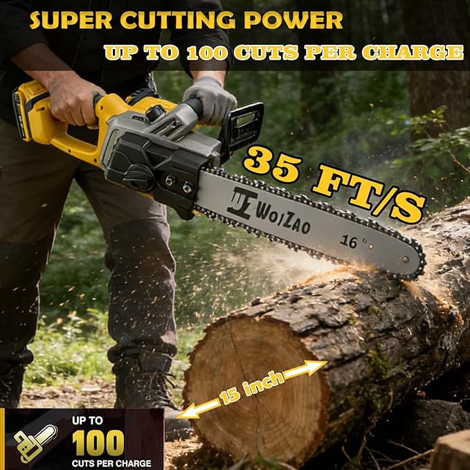 16" 40V Cordless Chainsaw Compatible with Dewalt 2 * 20V MAX Battery,Brushless Electric Chain saw for Wood Cutting, Tree Trimming and Branch Pruning,Tool Only (Battery Not Included)
