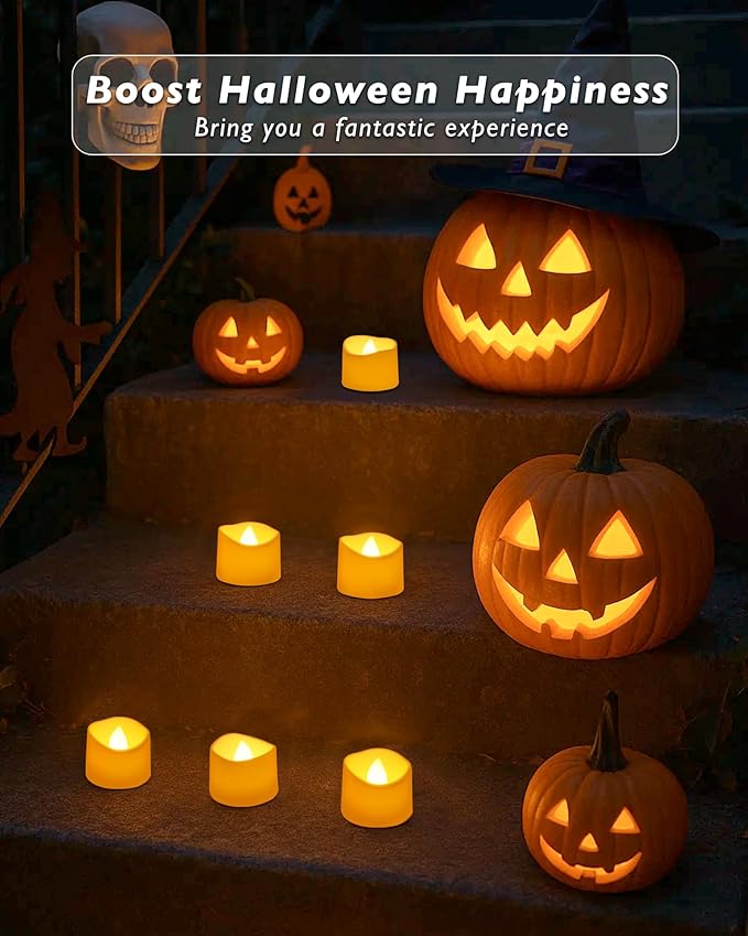 Raycare White 24 Pack Battery Operated Tea Lights, 200+Hour Electric Flickering Flameless Candles, Realistic Votive LED Tea Lights for Wedding Party Table Thanksgiving Christmas Decorations