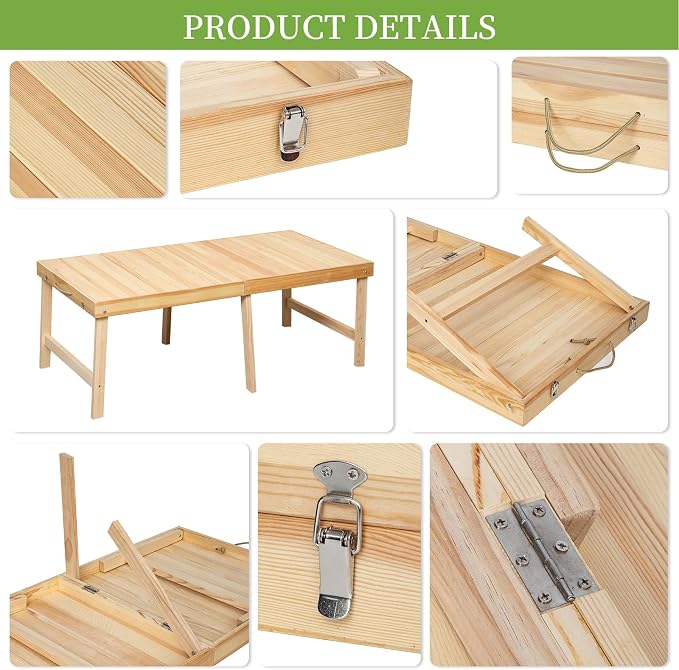 Foldable Boho Wooden Picnic Table, No Assembly Required Portable Outdoor Indoor Low Picnic Table for Floor Seating, Beach, Camping, BBQ, Backyard, 48" x 24", Seats 4–6 People