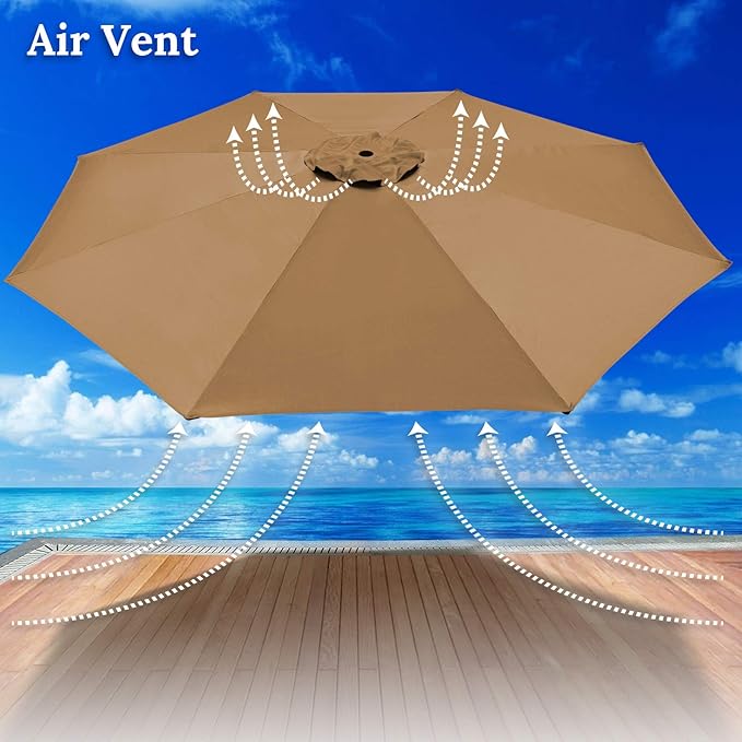 YardGrow 11.5ft 8 Ribs Umbrella Canopy Replacement for Patio Umbrella, Frame NOT Included, Umbrella Replacement Canopy ONLY