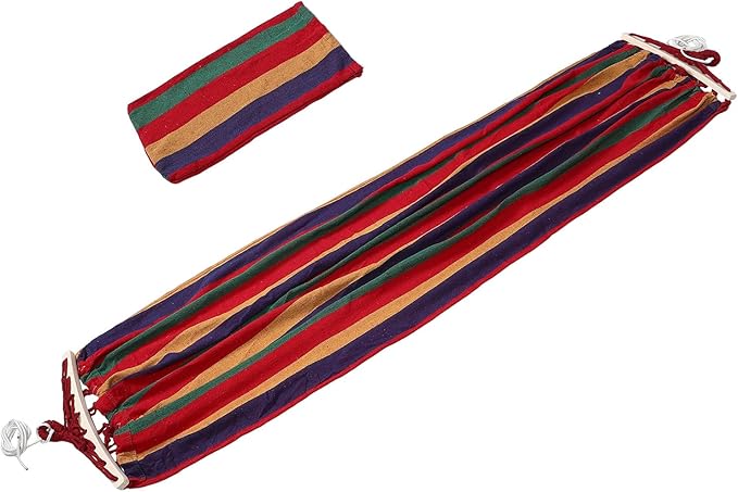 Balacoo Outdoor Camping Hammock Thickened Canvas 200x80cm Single Person Anti-tip Hammock with Curved Rod and Duckbill Buckle for Backyard Picnic and Tree Hanging