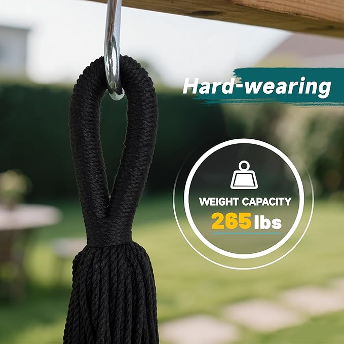 Handwoven Mayan Hammock - Breathable Open Weave for 1-2 Adults, Portable with Carry Bag by Bathonly (Backyard, Camping, Beach) - Black/White