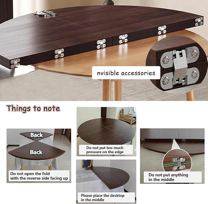 Large Round Foldable Table Top, 59 ” Diameter Portable Dining Table Extender Top, No Legs Wooden Round Table Tops Only, for Round Table and Square Table (White, 5.9ft/71.2in)