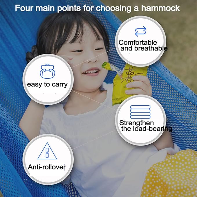 Camping Hammock Outdoor, Portable Lightweight Hammock with Rope, 2 Person Soft Mesh Hammock with Wooden Stick, for Camping Beach Garden (Color : Red, Size : 260x120cm)