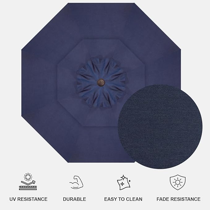 Treasure Garden AKZ PLUS Cantilever Umbrella 13' Sunbrella Spectrum Indigo Canopy and Black Frame with Stationary Base