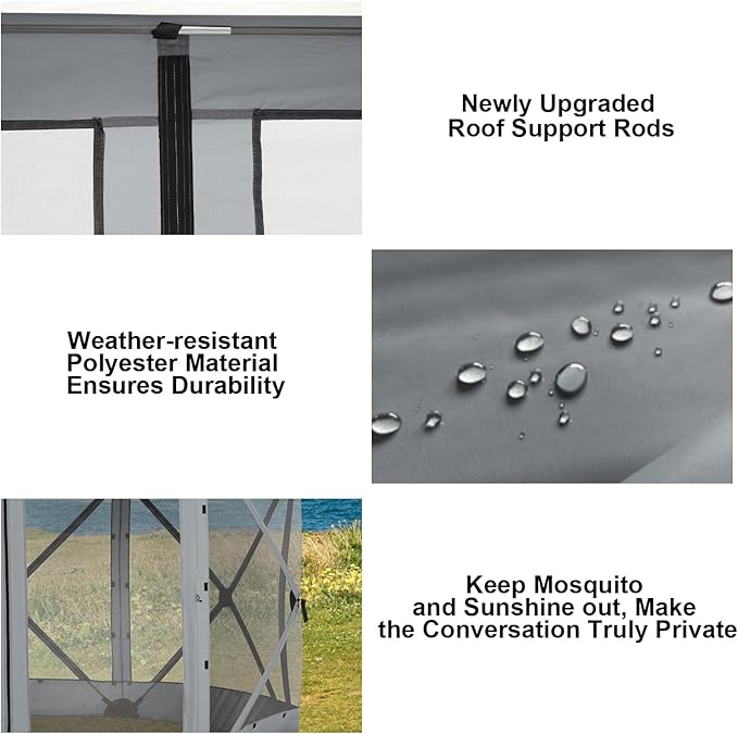 COBIZI 12x12 FT Pop Up Canopy Extendable Tent, Gazebos On Clearance with Removable Roof, Screened in Gazebo with sidewalls, Screen Tents Portable carpas para Patio for Outdoor Camping,Backyard,Gray
