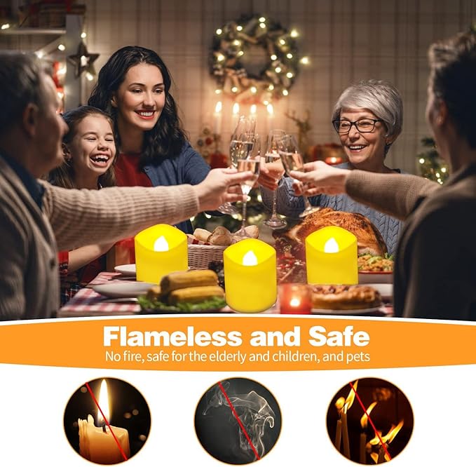 6 Pack Rechargeable tea lights with Remote Timer & Charging Base, Realistic Flickering Flameless Votive Led Tea Lights Candles, Tealights Candles for Wedding,Halloween,Christmas,Home Decorations