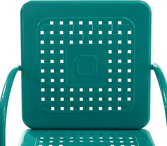 Crosley Furniture Bates 5-Piece Outdoor Dining Set for 4, Retro Metal Round Patio Table and Chairs for Deck, Turquoise Gloss
