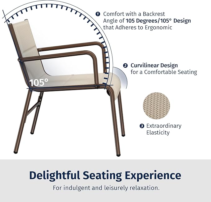 East Oak 4 Seats Outdoor Furniture Set, Waterproof Patio Furniture Set, Patio Loveseat with Coffee Table for Porch or Garden, 4-Piece Patio Conversation Sets for Balcony, Upgrade Beige