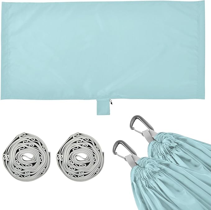 Powder Blue Solid Color Pure Plain 330lb Capacity Outdoor Hammocks with Tree Straps Cloth Hammock for Outside Patio Backyard Poolside hamaca de Algodon para Jardin