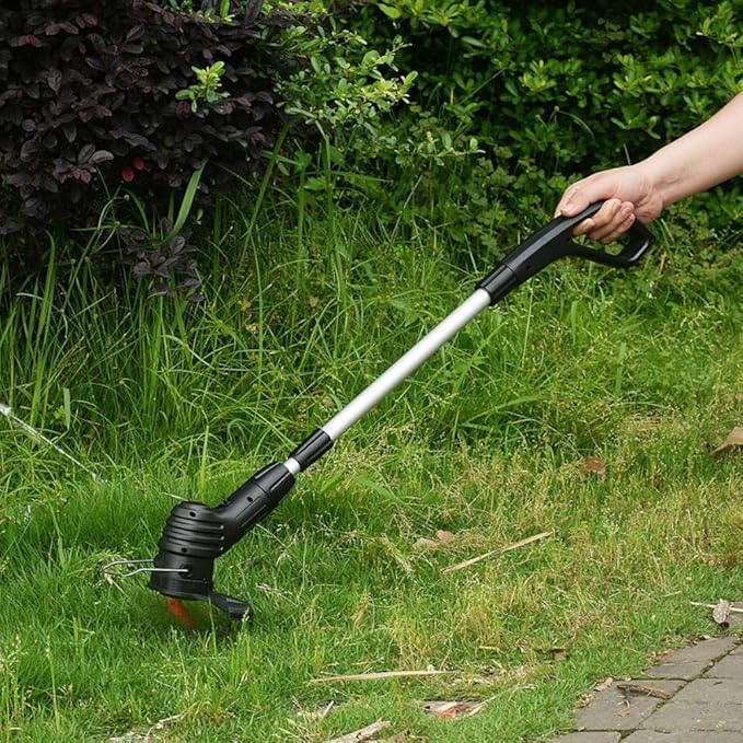 Electric Weed Wacker Cordless Stringless Garden Tool Cordless Lawn Trimmer Cordless Rechargeable Grass Trimmer String Grass Trimmer with 20 Blades for Garden Lawn Weeding (USB Charging)
