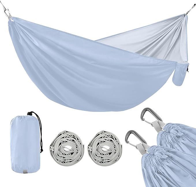 Light Blue 330lb Capacity Outdoor Hammocks with Hanging Rope Rope Hammock for Outside Camping Essentials hamaca con Base para adultos