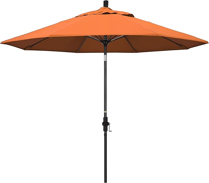 California Umbrella 9' Round Crank Lift, Collar Tilt, Aluminum Pole, Fiberglass Rib Patio Umbrella,