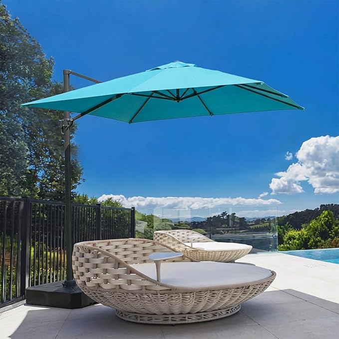 BPS 10'x10' Cantilever Umbrella Replacement Canopy for 8 Ribs Square Offset Umbrella, Outdoor Canopy Replacement for Patio Parasol, Canopy Only