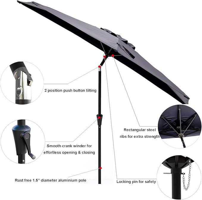 C-Hopetree 9 ft Half Round Outdoor Patio Market Wall Umbrella with Tilt, Anthracite