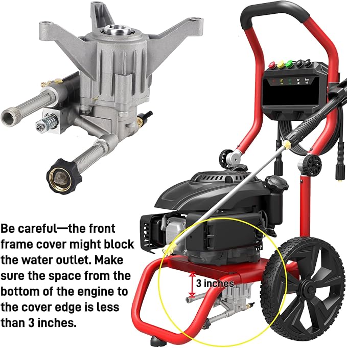 Biswing Pressure Washer Pump, 7/8" Shaft Vertical Plunger, 3400 PSI Max, 2.5 GPM, Replacement Pump for Gas Power Washer, Front Inlet/Outlet