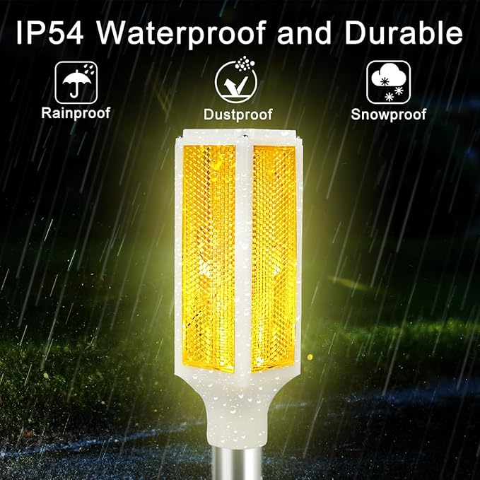 Aolyty Solar Lights Outdoor, Waterproof Driveway Markers Reflective, Warning Flash Light with 2 Lighting Modes, LED Solar Light 4 Pack for Parking Lots, Yard, Sidewalk, Stop Sign, 30 Inches (White)