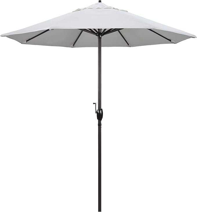 California Umbrella 7.5' Round Sunbrella Aluminum Outdoor Deck, Pool or Patio Umbrella, Crank Lift, Auto Tilt, Bronze Pole, Natural