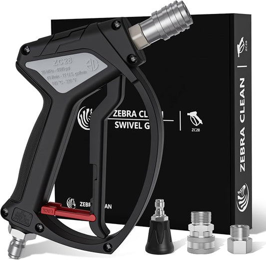 Short Pressure Washer Gun, Swivel Power Washer Gun 4060 PSI, Stubby Pressure Washer Gun with 3/8" Smooth & 1/4" Quick Connector Coupler Compatible with Hose Foam Cannon Car Wash Foam Gun（Black Grey）