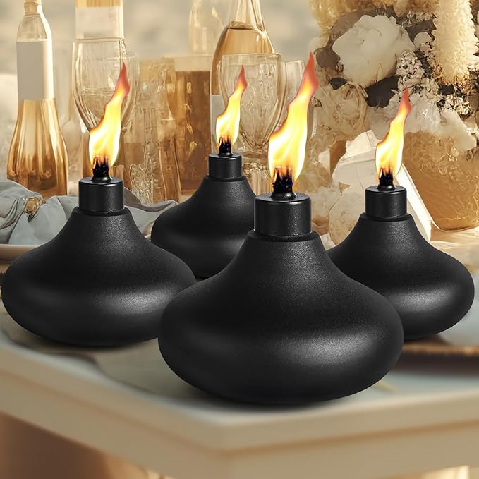 4 Pack Table Top Torches, 24.5oz Citronella Torches for Outside, Decorative Tabletop Lantern for Yard, Patio, Deck, Garden, Party, Landscape