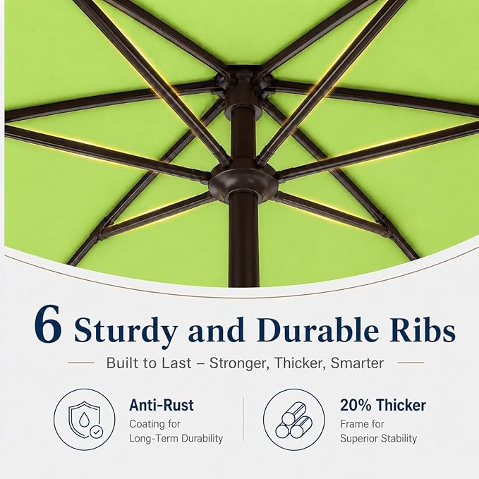 7.5ft Patio Umbrella, Outdoor Table Market Umbrella with Smooth Crank Lift, 6 Windproof Fiberglass Ribs, UPF50+ UV Protection for Deck, Pool, Garden and Backyard