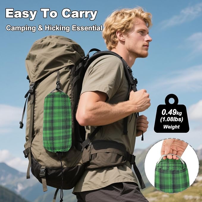 Hammocks for Outside Green Tartan with Black Lines Camping Hammock Portable Hammocks with Tree Straps and Carry Bag Camping Accessories for Hiking Beach Outdoor