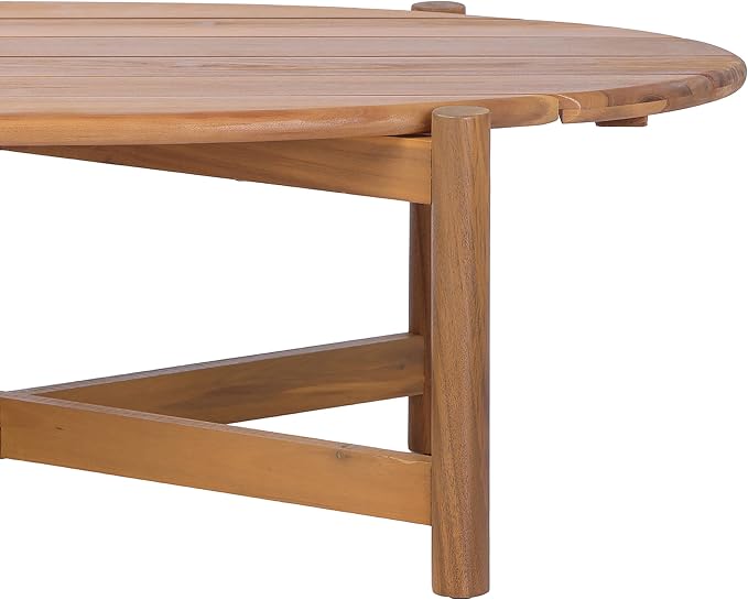 Christopher Knight Home Bubi Patio Acacia Wood Coffee Table, Solid Wood Outdoor Table for Patio Furniture Set, Slat Panel Oval Top, Teak