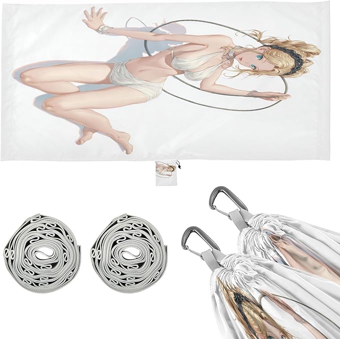 Sexy Anime Girl Outdoor Hammock with Portabl Carry Bag Indoor Hammock for Outside Patio Backyard Poolside