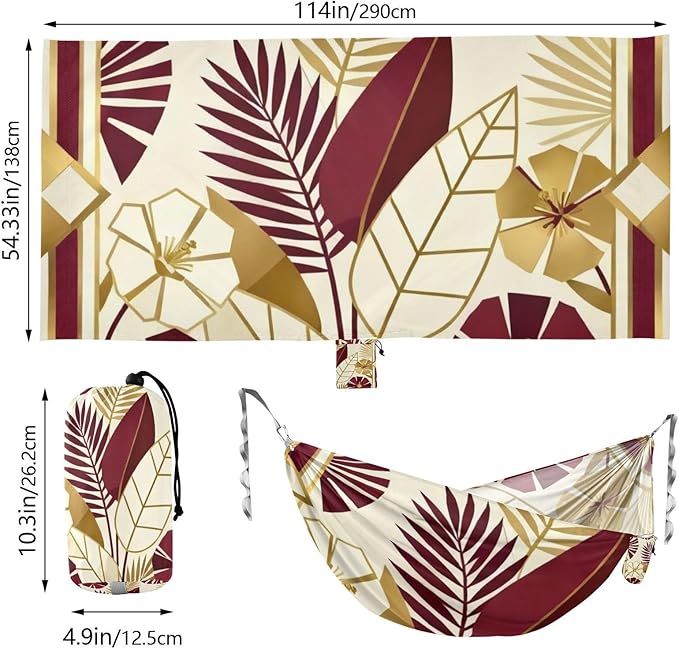 Gilded Floral and Foliage Hammocks for Camping with Portabl Carry Bag Portable Hammock Indoor Outdoor Patio
