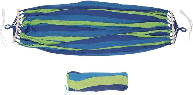 BESPORTBLE Double Camping Hammock with Duckbill Buckle, Striped Canvas Material, Anti-tip Design, 2-Person Outdoor Garden and Beach Hammock for Hiking and Travel