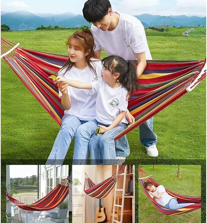 Outdoor Hammock Anti-Rollover Travel Camping Portable Hammock Hanging Chair Outdoor Portable Camping Travel Equipment (Color : Red, Size : 200 * 150cm)