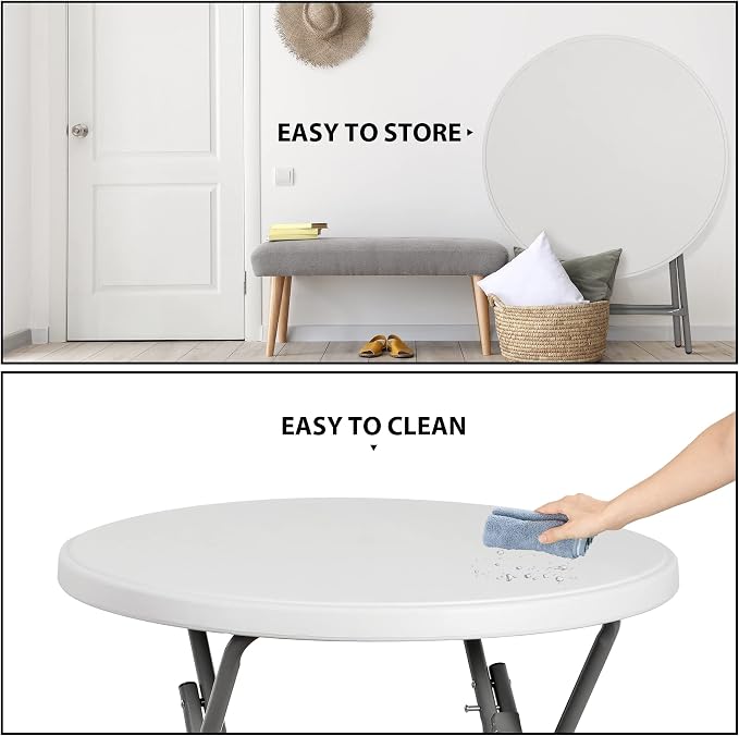 SUPER DEAL 32in Cocktail Table, Indoor Outdoor Portable High Top Table, Plastic Round Bar Height Folding Table for Party Wedding Event, White