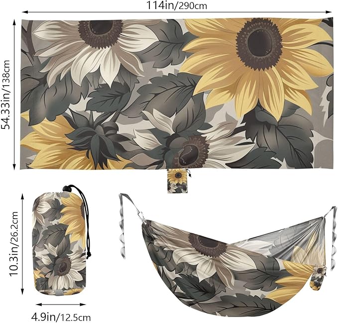 Anime Sunflower Ash Coffee Black 330lb Capacity Outdoor Hammocks Indoor Hammock for Outside Camping Essentials hamaca para Patio Exterior