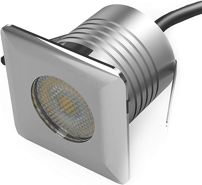 LED In-Ground Well Lights Square,3W, DC12V-24V Waterproof IP67,Aluminum&Stainless Steel,Buried Underground Outdoor Landscape Lightings,Warm White 3000K