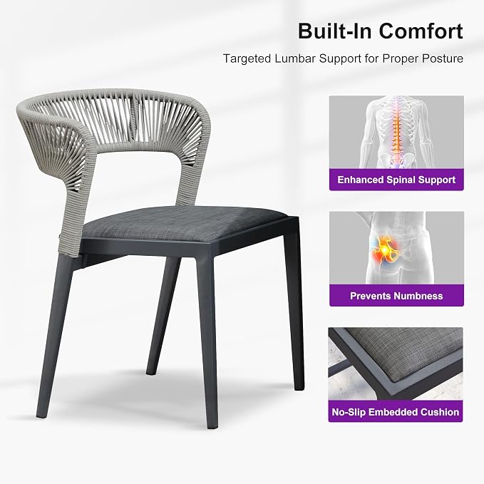 PURPLE LEAF 9 Pieces Large Round Aluminum Wicker Rattan Patio Dining Set for Lawn Porch Deck Grey