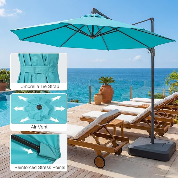 COWVIE Umbrella Canopy Replacement for 8 Ribs Patio Umbrella, Outdoor Table Parasol Replacement for Yard, Canopy Only