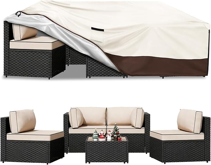 Patio Furniture Covers Waterproof,Heavy Duty Outdoor Furniture Covers,Rectangle Patio Table Cover Fits 5-8Piece Sectional Set Outdoor Chair Couch Table Sets (83" L x 34" W x 28" H)