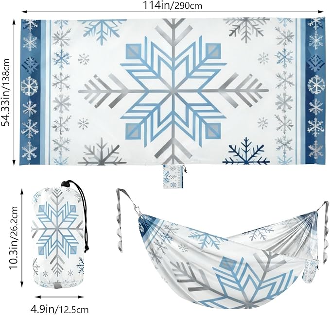 Snowflake Frame Hammocks with Hanging Rope Tree Hammock for Outside Patio Backyard Poolside