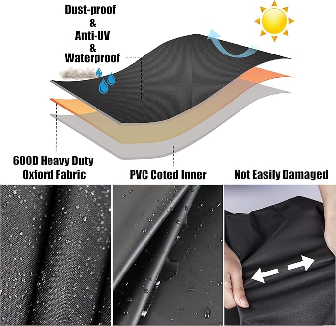 38 x 38 Table Cover, Outdoor Square Patio Table Cover - Heavy Duty Waterproof Furniture Protector for Small Slatted Tabletop, All-Weather Protection - 38" x 38" x 28"