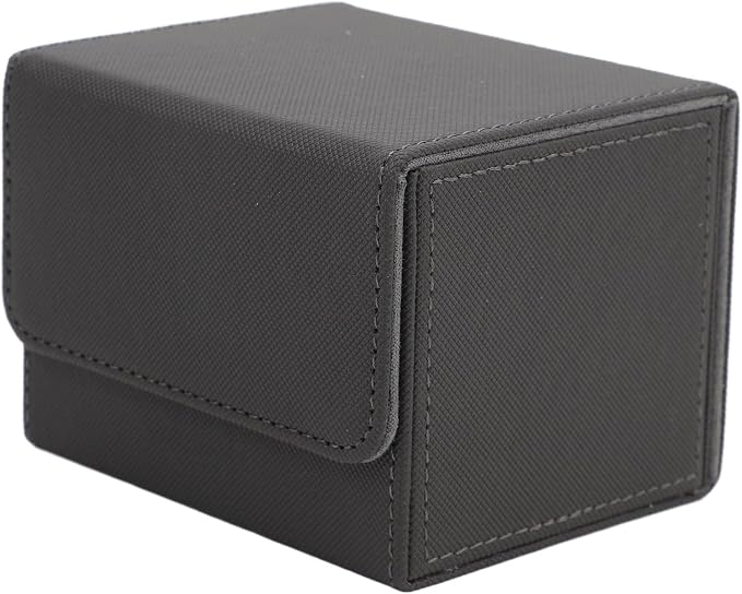 Zunate Card Deck Box with Magnetic Flap Lid, Large Capacity PU Leather Storage Box/Cover for Game Cards and Tarot Cards, Black, Holds Up to 100 (Grey)