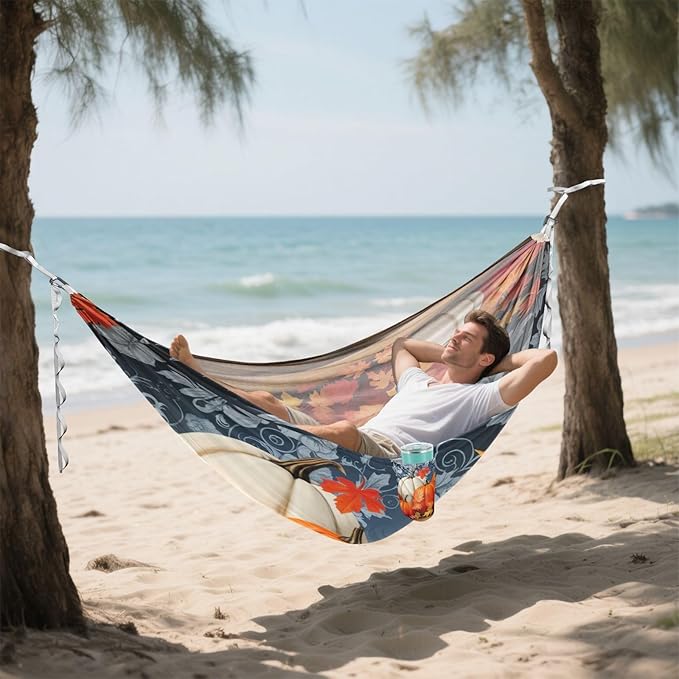 FRMG Thanksgiving Day Pumpkin Hammock 500 lbs Capacity Portable Hammocks with Tree Straps & Attached Carry Bag, Camping Essentials Gear, 2011673a