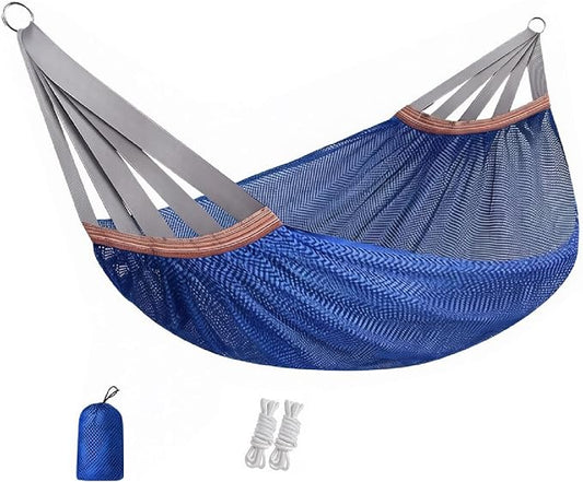Double Hammock for Camping Outdoor Portable Mesh Swing Chair | Breathable Fabric, Anti Roll Design, Extra Thick Weave, Stable Support, Easy Setup, Space Saving Storage