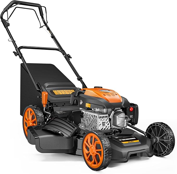 21" Self-Propelled Gas Lawn Mower, 170CC Engine, 3-in-1 Mulching, Bagging & Side Discharge, 7-Position Height Adjustment, Easy Lawn Care for Large Yards & Thick Grass