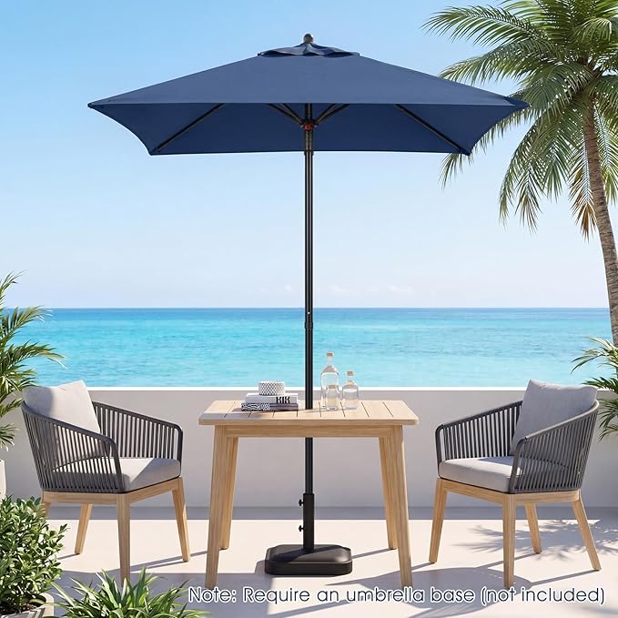Tangkula 5 FT Patio Umbrella, Outdoor Table Market Umbrella with Quick-Release Button, 4 Sturdy Ribs, Fade Resistant & Waterproof Canopy, Sun-protective, for Garden, Poolside, Backyard (Navy)