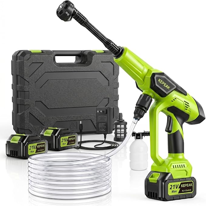 Cordless Portable Washer, 1450 PSI Battery Operated Washer with 6-in-1 Nozzle, 2pcs 4.0Ah Battery&Charger, Handheld Washer for Car,Home,Garden Patio