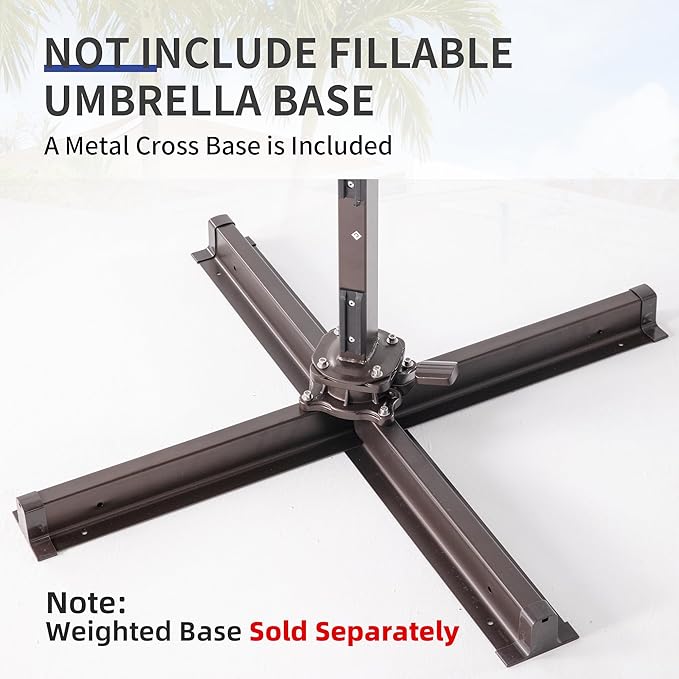 10 X 13 FT Cantilever Patio Umbrella with Led Lights Outdoor Rectangle Offset Large Double Top Heavy Duty Umbrellas with 360°Rotation for Pool Deck Backyard Garden, Navy
