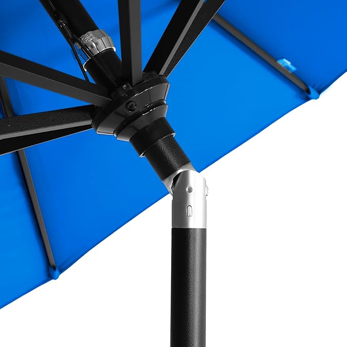 California Umbrella 5-Year-Non-Fading, 9Ft Premium Patio Umbrella, Hand-Crank, Button-Tilt, Black Frame, Solution Dyed Royal Blue Fabric