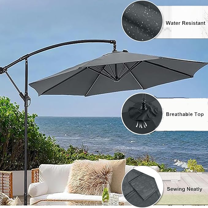 10FT 9FT 8FT Patio Umbrella Replacement Canopy, For 6/8 Ribs Market and Table Umbrella Top, UV Protection,Canopy Only